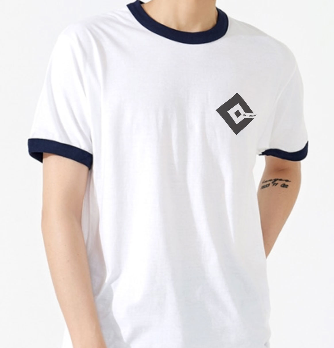 Camoulife Ringer T-Shirt — White / Navy