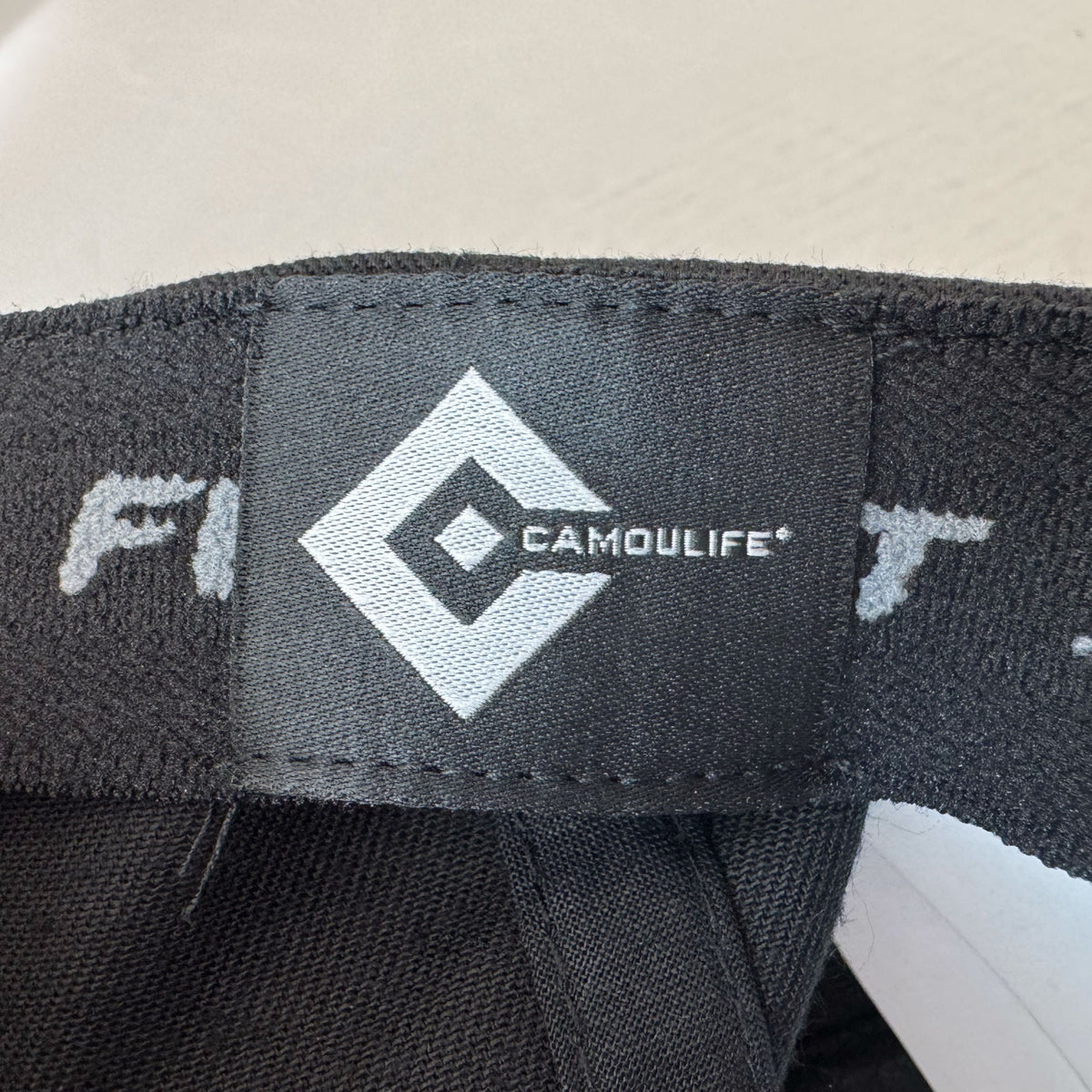 Camoulife Wordmark Cap — Black / Digital Camo (Flexfit 110)