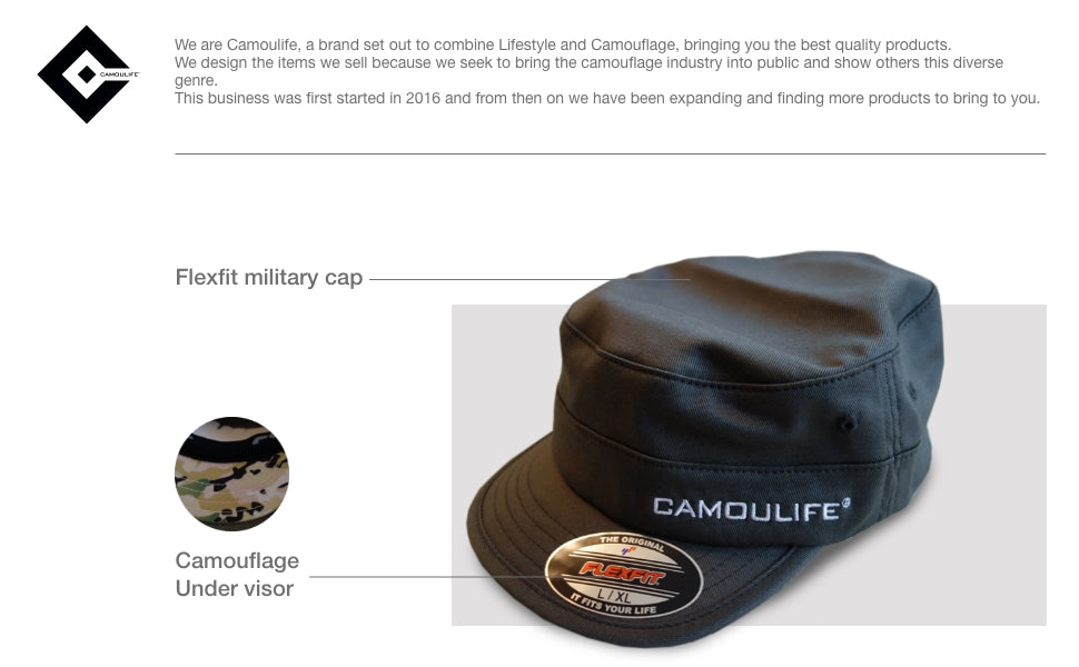 Military Camo Flexfit Cap — Short Visor