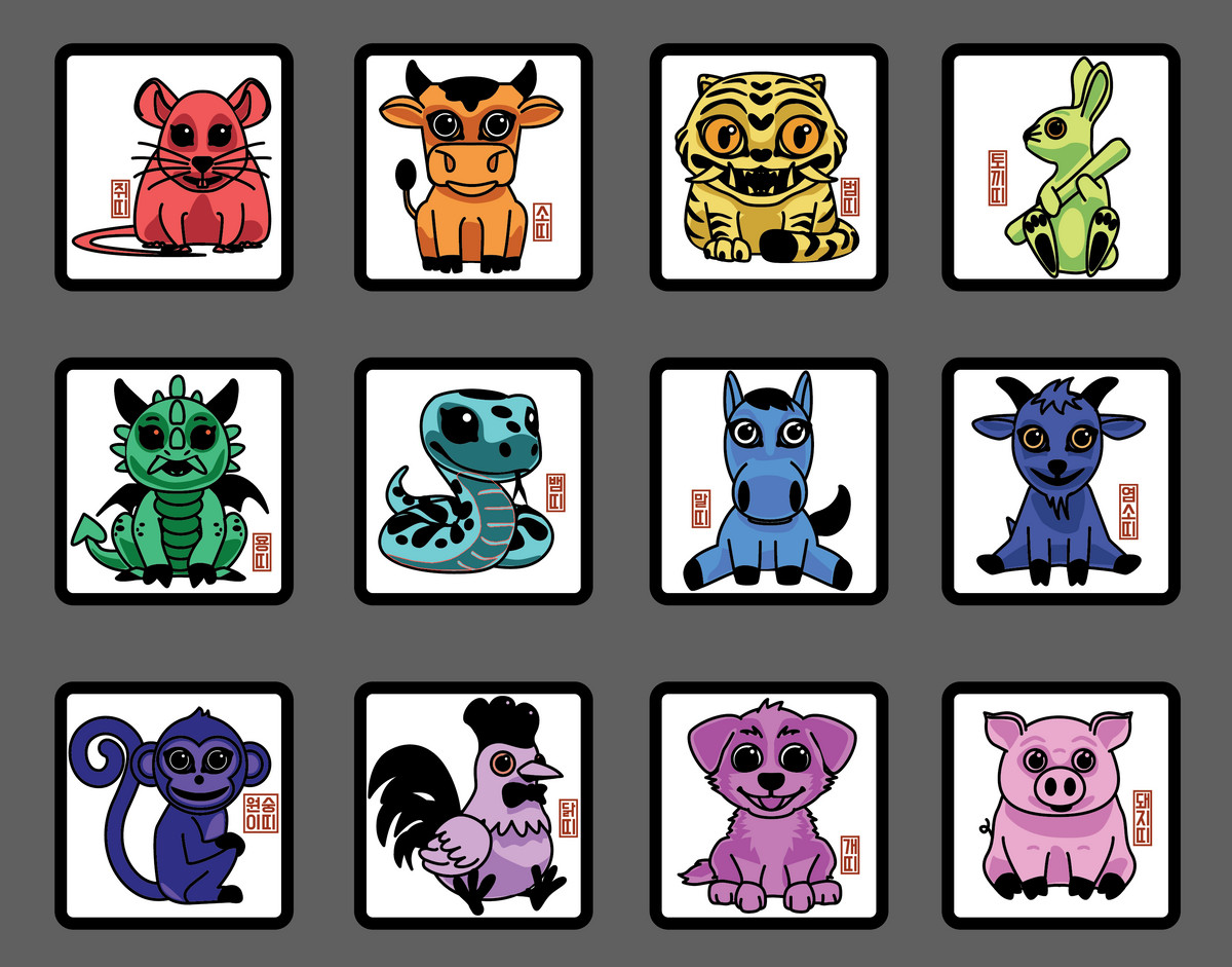 Kpop Zodiac Cap Collection — 12 Animals