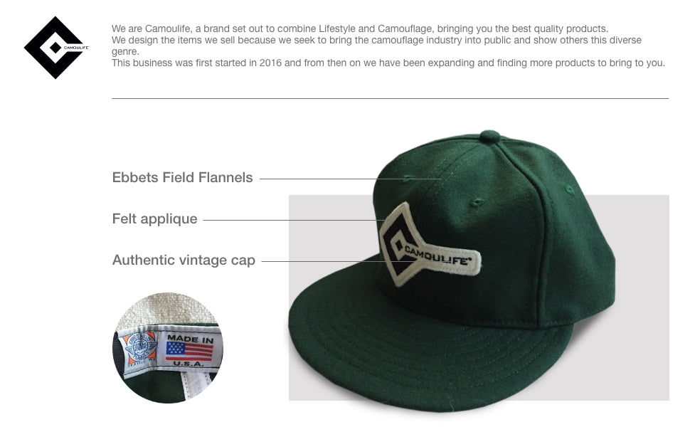 Ebbets Field Flannels × Camoulife Vintage Cap — Black (Made in USA)